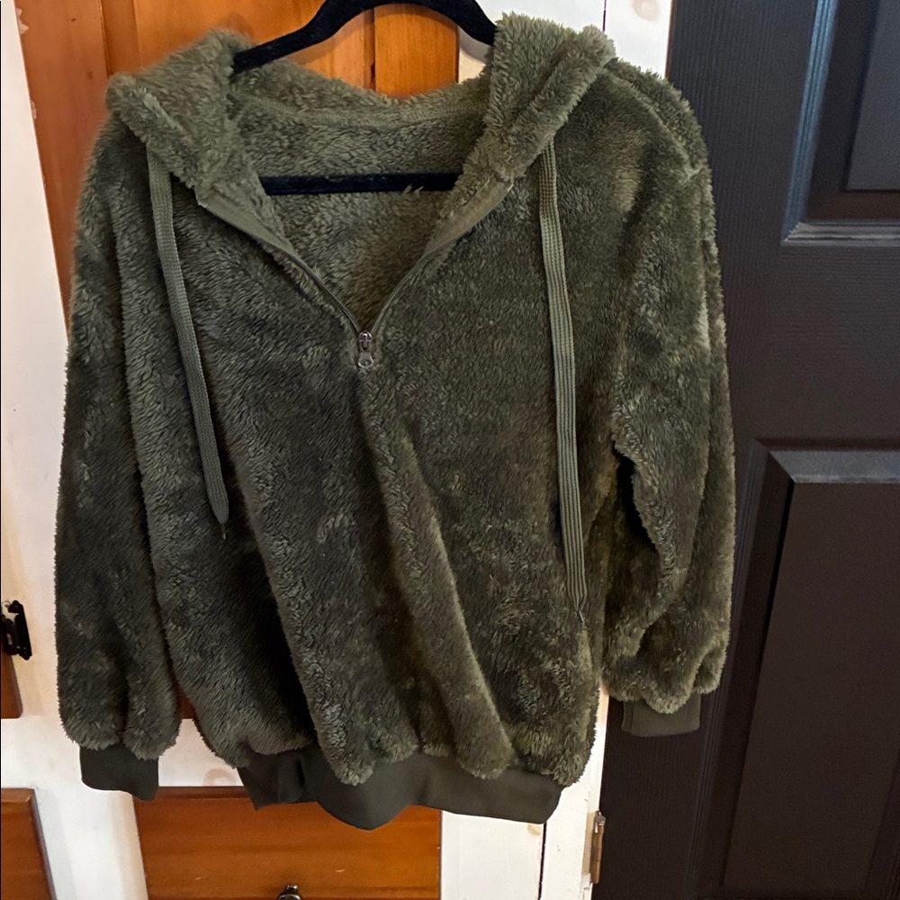 Cozy Olive Green Fleece Hoodie
